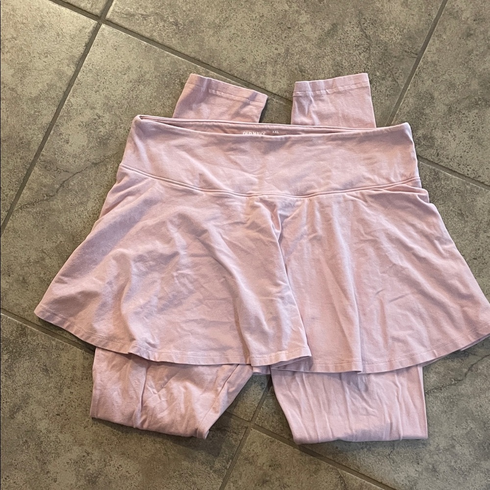 Old Navy Kids Pink Leggings with Skirt Overlay